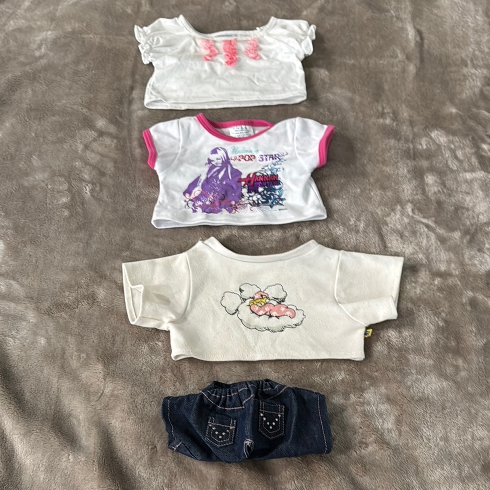 White and Pink Doll Clothing Set with Floral Designs